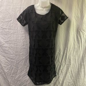 Maison Scotch Cruise Black Lace Overlay Tee-Shirt Dress NWT